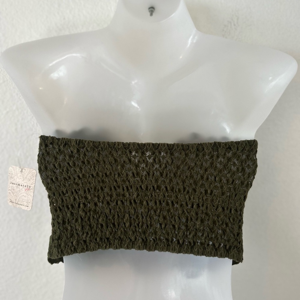 Free People Green Army Lace Strapless Bandeau Crop Top Size XS - Picture 4 of 8